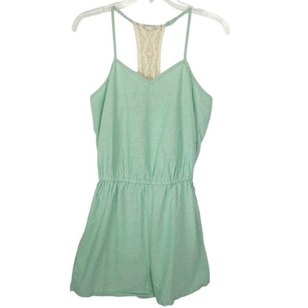 NWT Mossimo Mint Green Lace-Back Romper with tie size medium